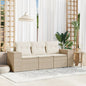 JUNG Vida 3-tlg. Garten-Sofagarnitur mit Kissen Beige Poly Rattan