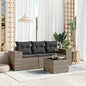 JUNG Vida 4-tlg. Garten-Sofagarnitur mit Kissen Grau Poly Rattan