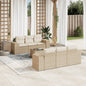 JUNG Vida 7-tlg. Garten-Sofagarnitur mit Kissen Beige Poly Rattan