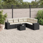 JUNG Vida 7-tlg. Garten-Sofagarnitur mit Kissen Schwarz Poly Rattan