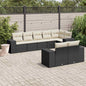 JUNG Vida 8-tlg. Garten-Sofagarnitur mit Kissen Schwarz Poly Rattan