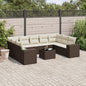 JUNG Vida 10-tlg. Garten-Sofagarnitur mit Kissen Braun Poly Rattan
