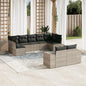 JUNG Vida 9-tlg. Garten-Sofagarnitur mit Kissen Hellgrau Poly Rattan