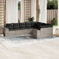 JUNG Vida 9-tlg. Garten-Sofagarnitur mit Kissen Hellgrau Poly Rattan