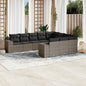 JUNG Vida 10-tlg. Garten-Sofagarnitur mit Kissen Grau Poly Rattan