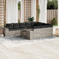 JUNG Vida 11-tlg. Garten-Sofagarnitur mit Kissen Hellgrau Poly Rattan