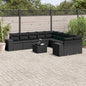 JUNG Vida 11-tlg. Garten-Sofagarnitur mit Kissen Schwarz Poly Rattan