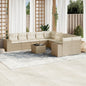 JUNG Vida 11-tlg. Garten-Sofagarnitur mit Kissen Beige Poly Rattan