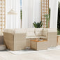 JUNG Vida 7-tlg. Garten-Sofagarnitur mit Kissen Beige Poly Rattan
