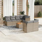 JUNG Vida 8-tlg. Garten-Sofagarnitur mit Kissen Beige Poly Rattan