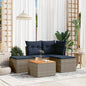JUNG Vida 5-teiliges Gartensofa-Set mit Kissen, grau, Polyrattan