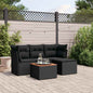 JUNG Vida 5-tlg. Garten-Sofagarnitur mit Kissen Schwarz Poly Rattan