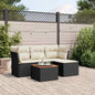 JUNG Vida 5-tlg. Garten-Sofagarnitur mit Kissen Schwarz Poly Rattan