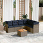 JUNG Vida 7-tlg. Garten-Sofagarnitur mit Kissen Grau Poly Rattan