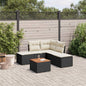 JUNG Vida 6-tlg. Garten-Sofagarnitur mit Kissen Schwarz Poly Rattan