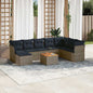 JUNG Vida 9-teiliges Gartensofa-Set mit Kissen, grau, Polyrattan