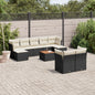 JUNG Vida 10-tlg. Garten-Sofagarnitur mit Kissen Schwarz Poly Rattan