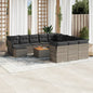 JUNG Vida 13-tlg. Garten-Sofagarnitur mit Kissen Grau Poly Rattan