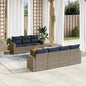 JUNG Vida 8-tlg. Garten-Sofagarnitur mit Kissen Grau Poly Rattan