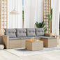JUNG Vida 6-tlg. Garten-Sofagarnitur mit Kissen Beige Poly Rattan