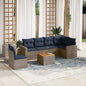 JUNG Vida 7-tlg. Garten-Sofagarnitur mit Kissen Grau Poly Rattan