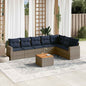 JUNG Vida 8-tlg. Garten-Sofagarnitur mit Kissen Grau Poly Rattan