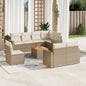 JUNG Vida 9-tlg. Garten-Sofagarnitur mit Kissen Beige Poly Rattan