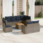 JUNG Vida 9-tlg. Garten-Sofagarnitur mit Kissen Grau Poly Rattan