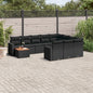 JUNG Vida 11-tlg. Garten-Sofagarnitur mit Kissen Schwarz Poly Rattan