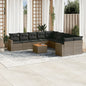 JUNG Vida 11-tlg. Garten-Sofagarnitur mit Kissen Grau Poly Rattan
