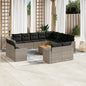 JUNG Vida 13-tlg. Garten-Sofagarnitur mit Kissen Grau Poly Rattan
