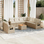 JUNG Vida 10-tlg. Garten-Sofagarnitur mit Kissen Beige Poly Rattan