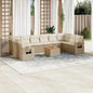 JUNG Vida 11-tlg. Garten-Sofagarnitur mit Kissen Beige Poly Rattan