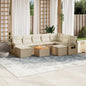 JUNG Vida 10-tlg. Garten-Sofagarnitur mit Kissen Beige Poly Rattan