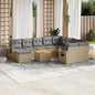 JUNG Vida 11-tlg. Garten-Sofagarnitur mit Kissen Beige Poly Rattan