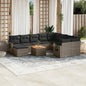 JUNG Vida 11-tlg. Garten-Sofagarnitur mit Kissen Grau Poly Rattan