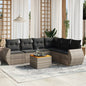 JUNG Vida 7-tlg. Garten-Sofagarnitur mit Kissen Grau Poly Rattan