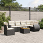 JUNG Vida 7-tlg. Garten-Sofagarnitur mit Kissen Schwarz Poly Rattan