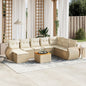 JUNG Vida 9-tlg. Garten-Sofagarnitur mit Kissen Beige Poly Rattan