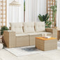 JUNG Vida 4-tlg. Garten-Sofagarnitur mit Kissen Beige Poly Rattan