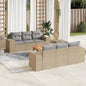 JUNG Vida 7-tlg. Garten-Sofagarnitur mit Kissen Beige Poly Rattan