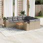 JUNG Vida 9-tlg. Garten-Sofagarnitur mit Kissen Beige Poly Rattan
