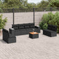 JUNG Vida 9-tlg. Garten-Sofagarnitur mit Kissen Schwarz Poly Rattan