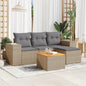 JUNG Vida 5-tlg. Garten-Sofagarnitur mit Kissen Beige Poly Rattan