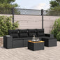 JUNG Vida 6-tlg. Garten-Sofagarnitur mit Kissen Schwarz Poly Rattan