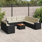 JUNG Vida 10-tlg. Garten-Sofagarnitur mit Kissen Schwarz Poly Rattan