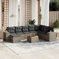 JUNG Vida 9-tlg. Garten-Sofagarnitur mit Kissen Grau Poly Rattan