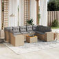 JUNG Vida 10-tlg. Garten-Sofagarnitur mit Kissen Beige Poly Rattan