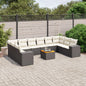JUNG Vida 11-tlg. Garten-Sofagarnitur mit Kissen Schwarz Poly Rattan