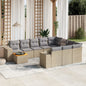 JUNG Vida 11-tlg. Garten-Sofagarnitur mit Kissen Beige Poly Rattan